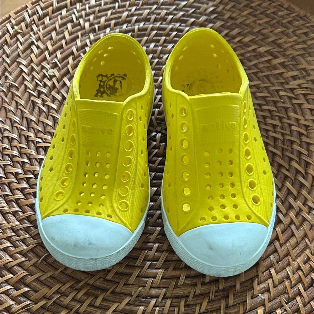 Native Kids Bright Yellow Slip-On Water Shoes with White Toe